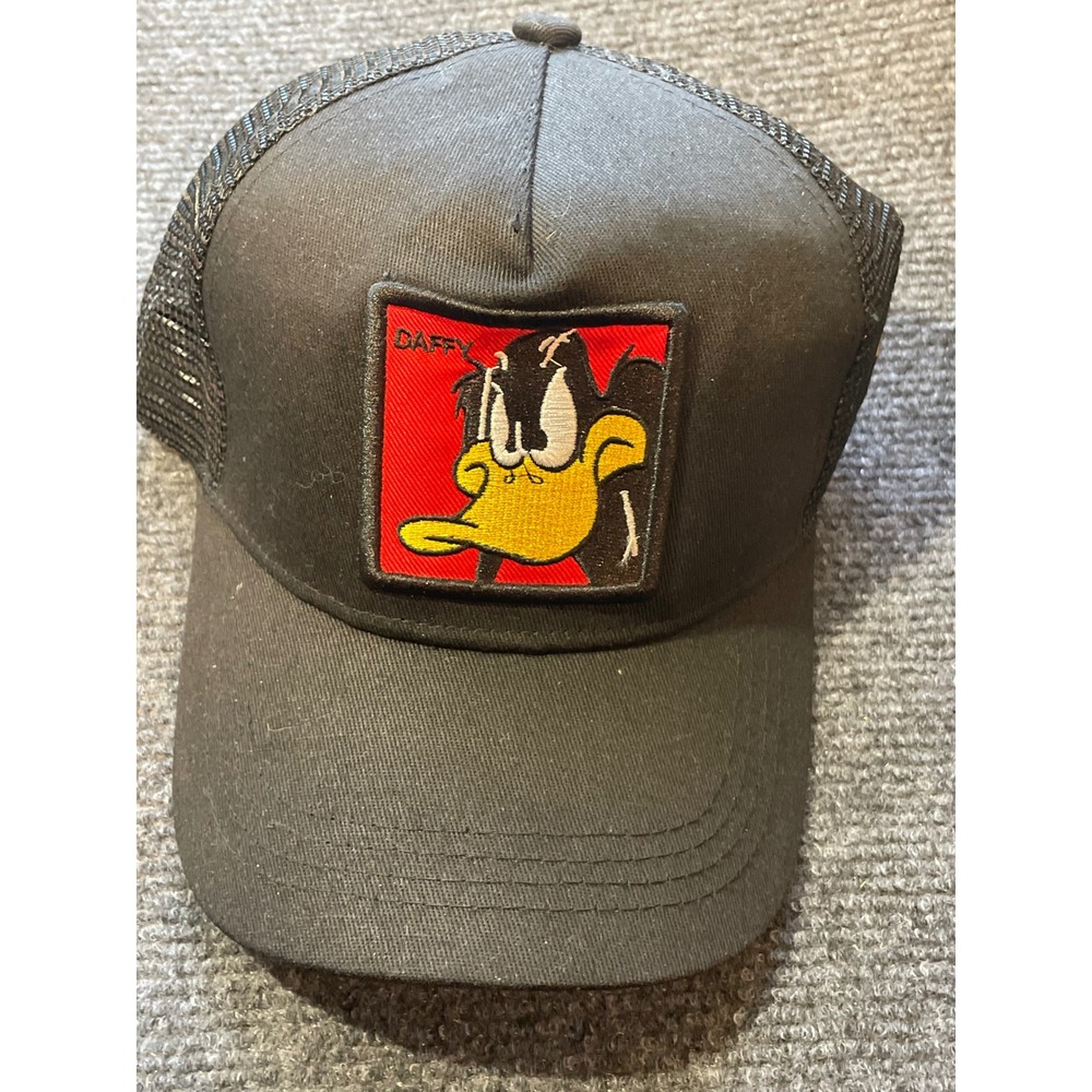 Looney Tunes Daffy Duck Black Mesh Trucker Hat Snapback Cap Embroidered Patch
